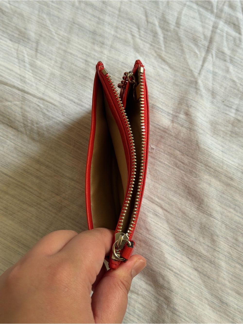 Vintage Coach Red-Orange Leather Card Case with Keyring - Picture 6 of 7